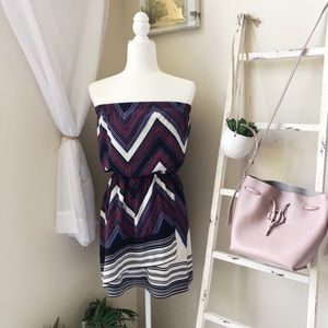 Express Chevron Printed Strapless Dress NWOT